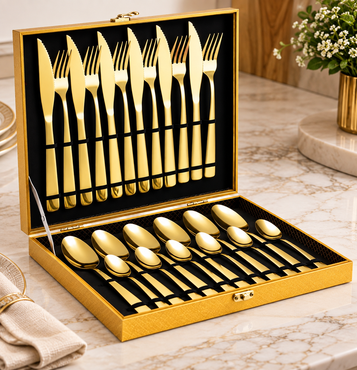 Kit Faqueiro Dourado Luxo Jogo