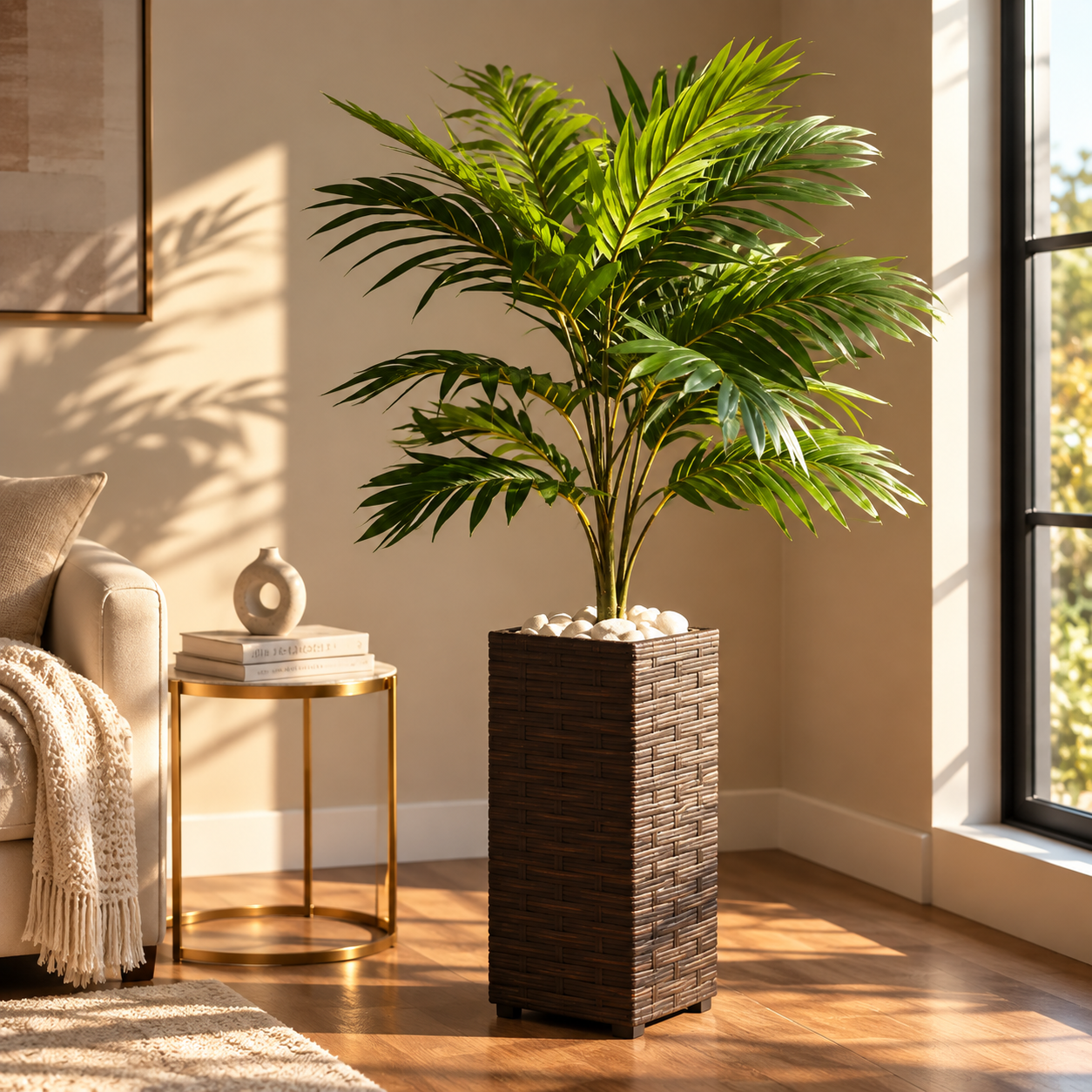 Planta Coqueiro Artificial Arranjo + Vaso Grande Decoração